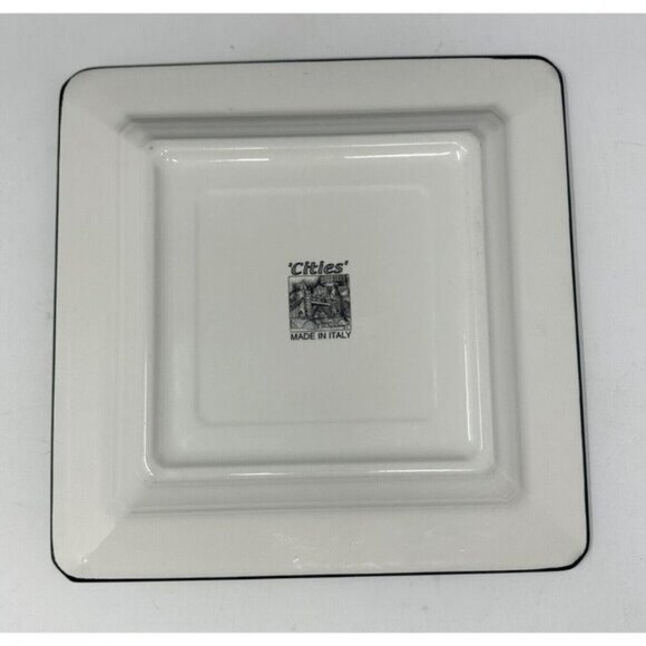 BRUNELLI CITIES LONDON Square Dinner Plate Black White Wall Decor Made In Italy - Picture 8 of 10